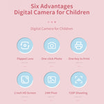 Fotocamera digitale per bambini con stampa HD e obiettivo rotante