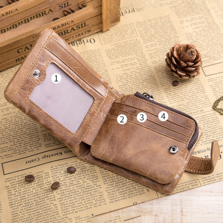 BUFF CAPTAIN 01 Portafoglio orizzontale multifunzionale con fibbia in pelle vintage staccabile, 01(Coffee), 01(Brown)