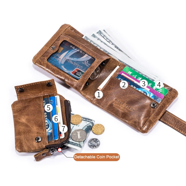 BUFF CAPTAIN 01 Portafoglio orizzontale multifunzionale con fibbia in pelle vintage staccabile, 01(Coffee), 01(Brown)