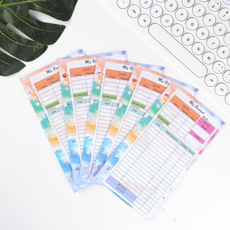 A6 6 Hole Budget Book Inserto per manuale di base di ricambio a fogli mobili,Spec:, Kit 1, 3 In 1, Monthly Plan 56 Sheets, Budget Page 56 Sheets, Weekly Plan 108 Sheets