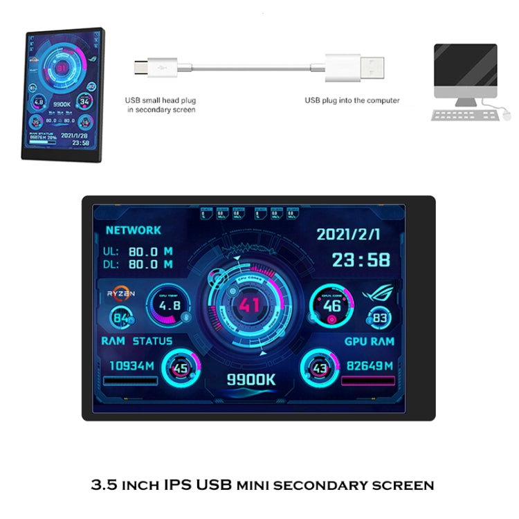 IPS da 3,5 pollici Visualizza tutto lo schermo della morsa del telaio USB del monitor del computer, Set 1 (Black), Set 1 (White), Set 2 (Black), Set 2 (White), Set 3 (Black), Set 3 (White)