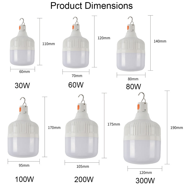Lampadina LED ricaricabile USB IP67 30-300W