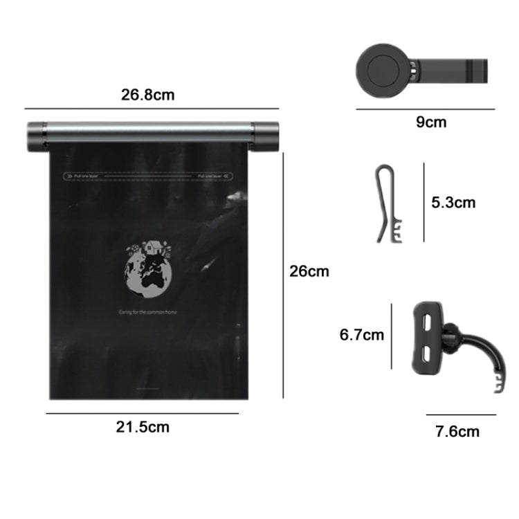 Organizer per la pulizia appeso pieghevole per sacco della spazzatura montato su auto, Titanium Grey, Piano Black
