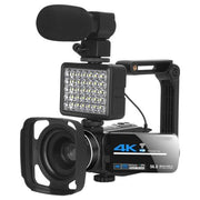 Videocamera digitale KOMERY AF2 5600PX Zoom 18X 4K, Black, With Fill Light + Wide Angle Lens, With Hood + Microphone + Wide-angle Lens, With Stabilizers Kit