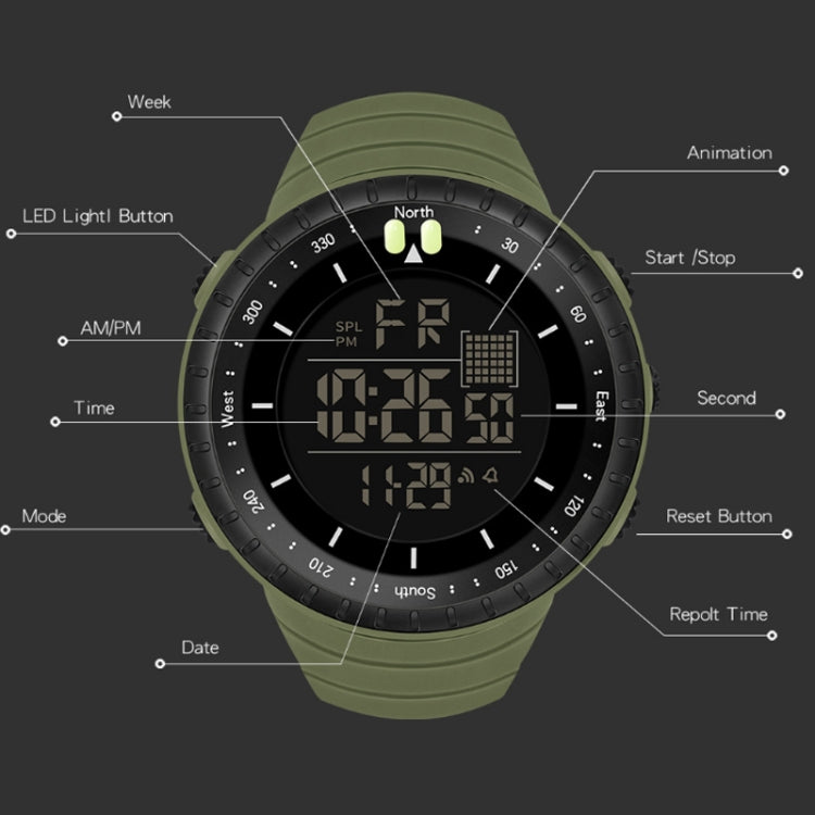 SYNOKE 9648-B Orologio elettronico sportivo luminoso impermeabile da uomo