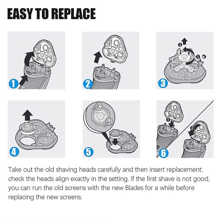 Per Philips HQ8/HQ7180/HQ7140/HQ6090/HQ6075/PT860/870 Dual Rasoi Testa, Dual Shavers Head