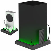 Per Xbox Series X S Base per ventola di raffreddamento di ricarica Base per caricabatterie con luce colorata RGB, RGB Colorful Light