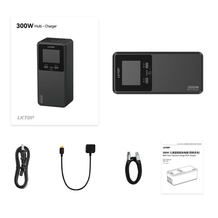 Per DJI Matrice 4D / 4TD LKTOP UC363 Display digitale, gestore di ricarica a 3 canali, caricabatterie rapido da 300 W, caricabatterie rapido per batteria., US Plug, EU Plug