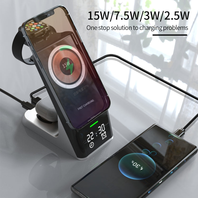 Caricabatterie wireless 6 in 1 con orologio per iPhone 12, 13, 14