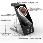 Caricabatterie wireless 6 in 1 con orologio per iPhone 12, 13, 14