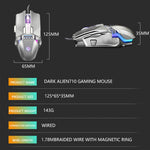 Dark Alien V710 Mouse luminoso cablato da ufficio in metallo con 7 tasti, lunghezza cavo: 1,78 m