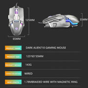 Dark Alien V710 Mouse luminoso cablato da ufficio in metallo con 7 tasti, lunghezza cavo: 1,78 m