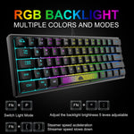 ZIYOULANG K61 Tastiera cablata per notebook con illuminazione RGB a 62 tasti, lunghezza cavo: 1,5 m, K61 Black White, K61 White Black, K61 Blue White, K61 White Blue