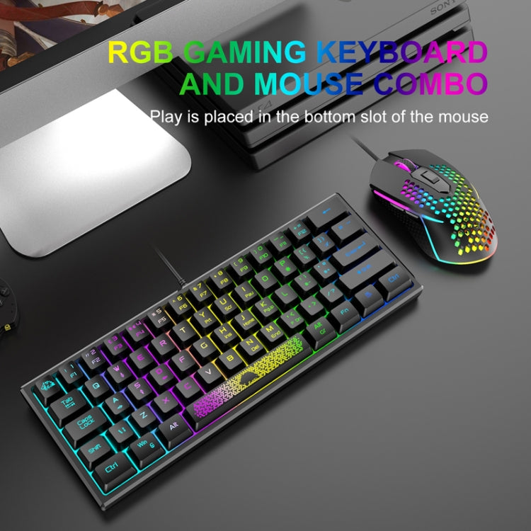 ZIYOULANG K61 Tastiera cablata per notebook con illuminazione RGB a 62 tasti, lunghezza cavo: 1,5 m, K61 Black White, K61 White Black, K61 Blue White, K61 White Blue