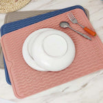 Tappetino termico ispessito in TPR Tappetino antiscivolo con motivo a onde, Khaki Pink, Khaki Gray, Khaki Blue