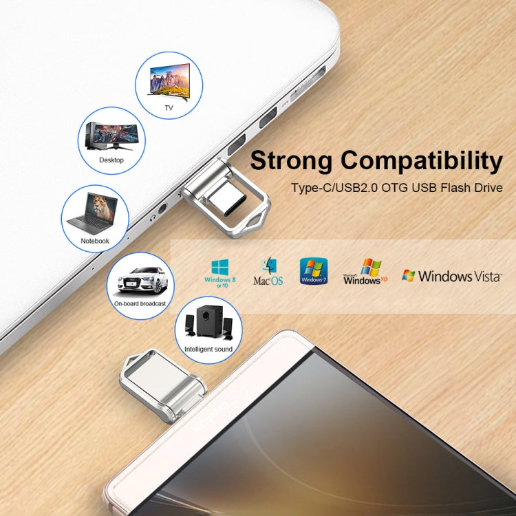 USB 2.0 + Type-C/USB-C ad alta velocità Mini computer e telefono U disco rotante a doppio scopo, 16GB, 32GB, 64GB, 128GB