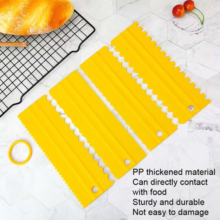 4 pezzi / set raschietto per crema in plastica PP spianatrice per torta al forno a doppio lato a dente di sega, 4 PCS / Set White, 4 PCS / Set Yellow, 4 PCS / Set Sky Blue, 4 PCS / Set Pink