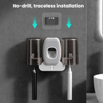 Sterilizzatore intelligente per spazzolini da denti con tecnologia UV e supporto da parete.
