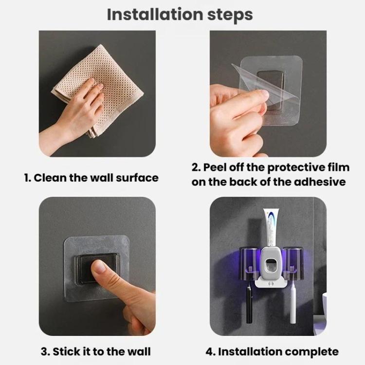Sterilizzatore intelligente per spazzolini da denti con tecnologia UV e supporto da parete.