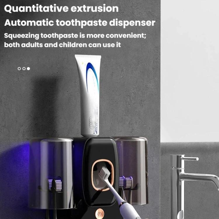 Sterilizzatore intelligente per spazzolini da denti con tecnologia UV e supporto da parete.