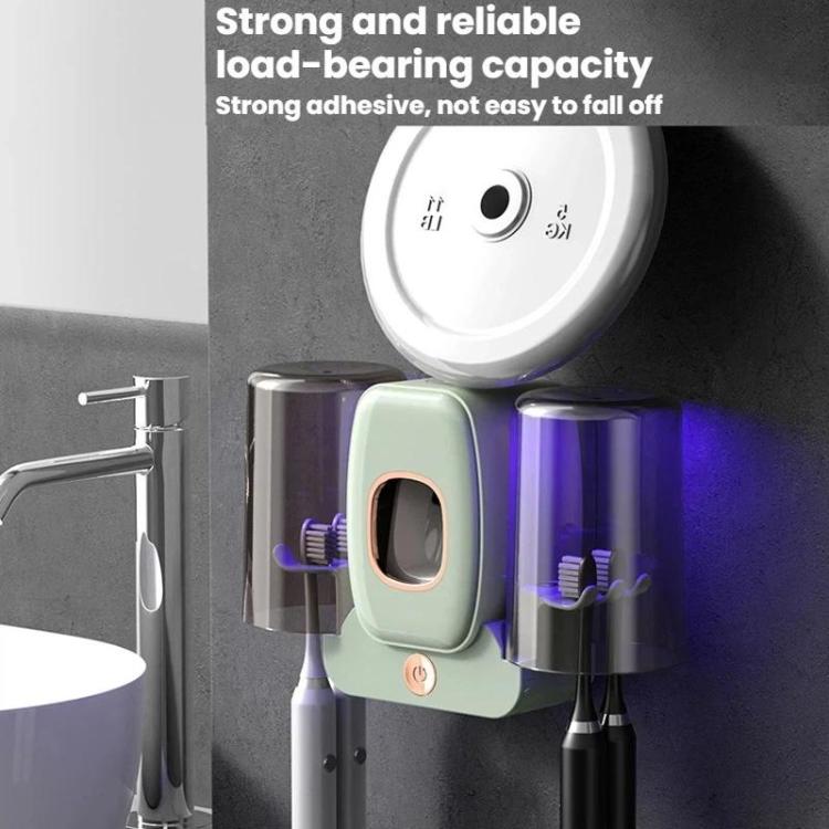 Sterilizzatore intelligente per spazzolini da denti con tecnologia UV e supporto da parete.