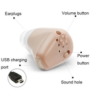 K-88 Amplificatore sonoro per anziani senza fili Collettore di suoni Mini apparecchi acustici di ricarica, spina:, K-88