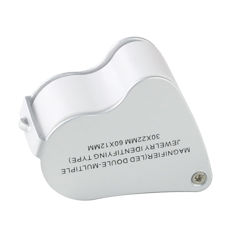 MG9889 30X-60X Mini lente d'ingrandimento per apprezzamento artigianale a doppia lente con luce a LED, Dual-Lens 30X-60X