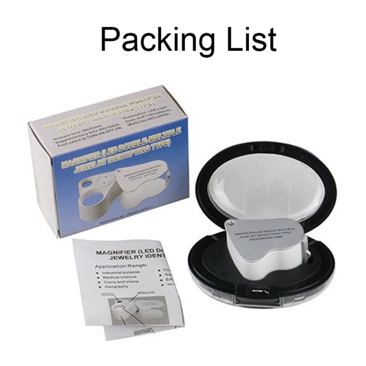 MG9889 30X-60X Mini lente d'ingrandimento per apprezzamento artigianale a doppia lente con luce a LED, Dual-Lens 30X-60X