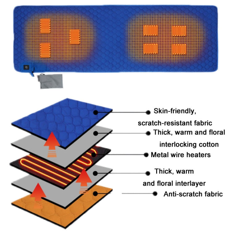 Imbottitura per sacco a pelo anti-freddo con riscaldamento a sette zone intelligente ricaricabile tramite USB invernale, 198x62cm Black Gray, 198x62cm Blue Orange