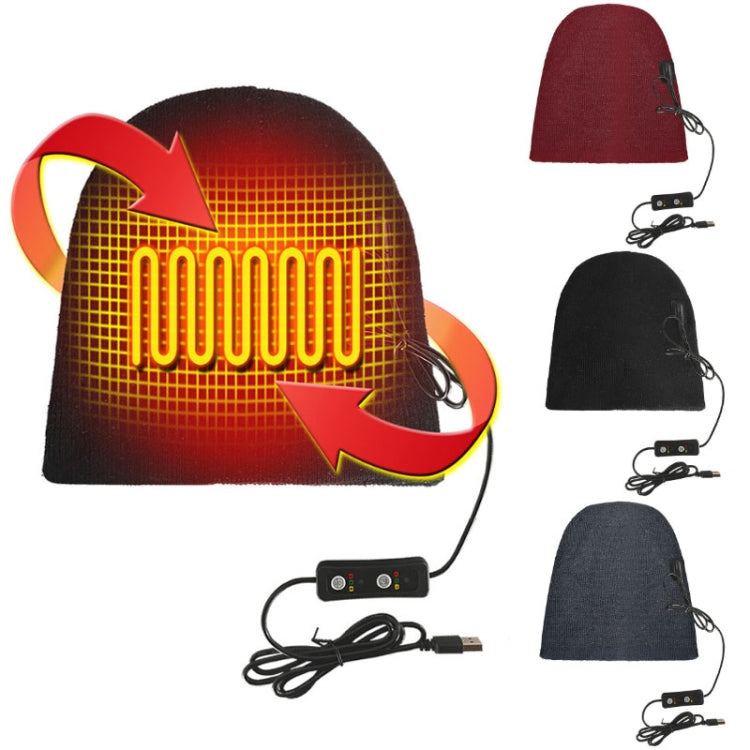 Cappello lavorato a maglia caldo e antivento per esterni con riscaldamento elettrico USB, 24x24cm