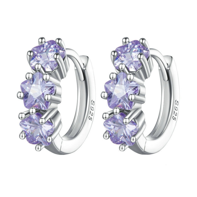 SCE1533 Orecchini in argento 925 con fibbia ad orecchio in vermiculite fiore viola, SCE1533