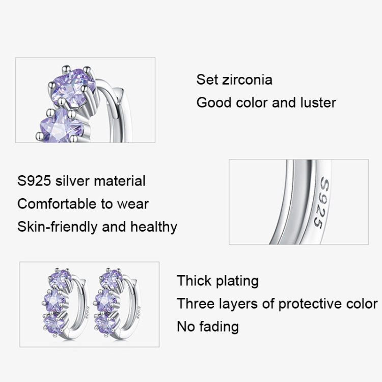 SCE1533 Orecchini in argento 925 con fibbia ad orecchio in vermiculite fiore viola, SCE1533