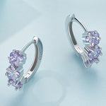 SCE1533 Orecchini in argento 925 con fibbia ad orecchio in vermiculite fiore viola, SCE1533