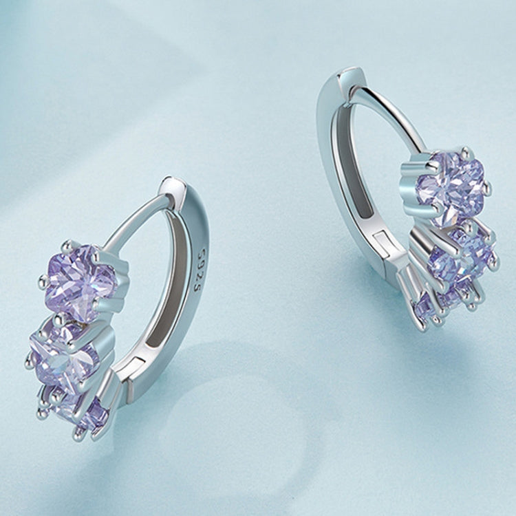 SCE1533 Orecchini in argento 925 con fibbia ad orecchio in vermiculite fiore viola, SCE1533