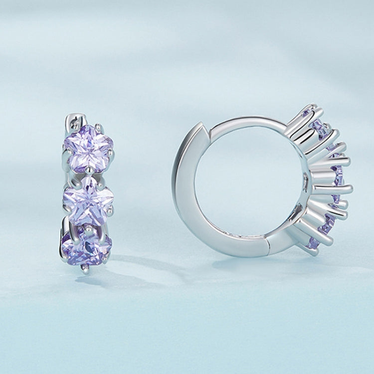 SCE1533 Orecchini in argento 925 con fibbia ad orecchio in vermiculite fiore viola, SCE1533