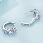 SCE1533 Orecchini in argento 925 con fibbia ad orecchio in vermiculite fiore viola, SCE1533