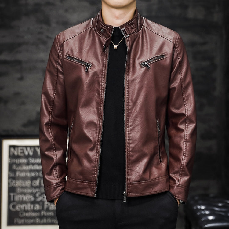 Giacca da moto in pelle slim fit imbottita in PU lavato da uomo, M, L, XL, XXL, XXXL, 4XL