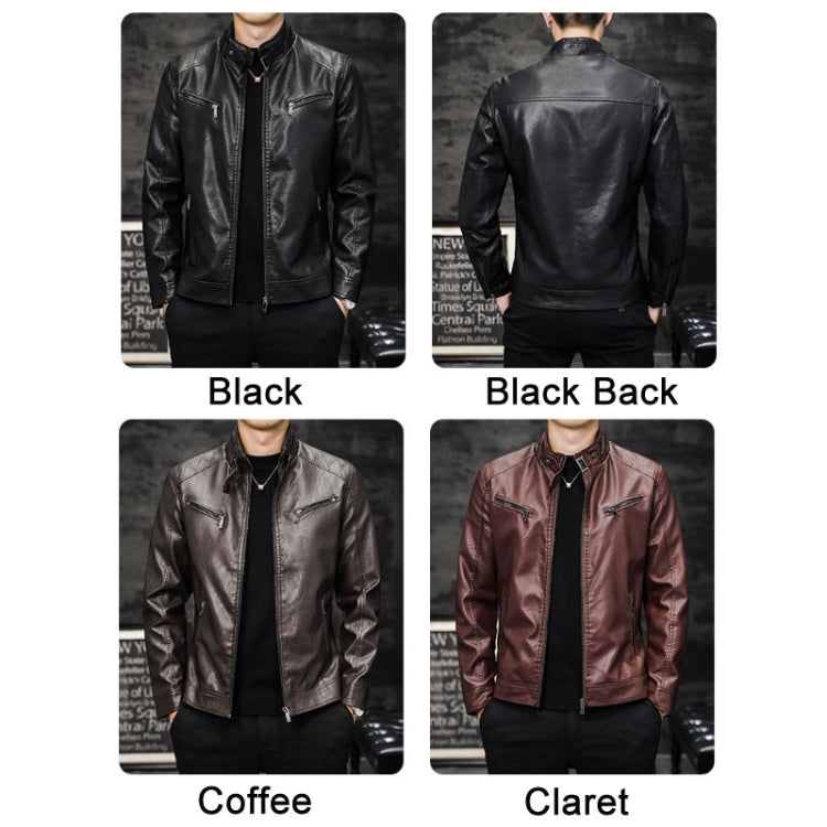 Giacca da moto in pelle slim fit imbottita in PU lavato da uomo, M, L, XL, XXL, XXXL, 4XL