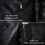 Giacca da moto in pelle slim fit imbottita in PU lavato da uomo, M, L, XL, XXL, XXXL, 4XL