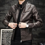 Giacca da moto in pelle slim fit imbottita in PU lavato da uomo, M, L, XL, XXL, XXXL, 4XL