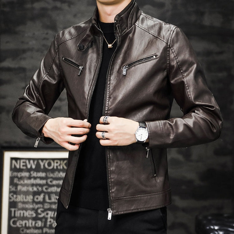 Giacca da moto in pelle slim fit imbottita in PU lavato da uomo, M, L, XL, XXL, XXXL, 4XL
