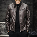 Giacca da moto in pelle slim fit imbottita in PU lavato da uomo, M, L, XL, XXL, XXXL, 4XL