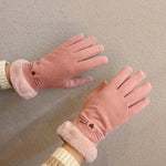 A56 Keep Warm Touch Screen Plus Guanti da equitazione anti-freddo spessi in velluto, A56 Black, A56 Pink, A56 Gray