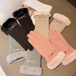 A56 Keep Warm Touch Screen Plus Guanti da equitazione anti-freddo spessi in velluto, A56 Black, A56 Pink, A56 Gray