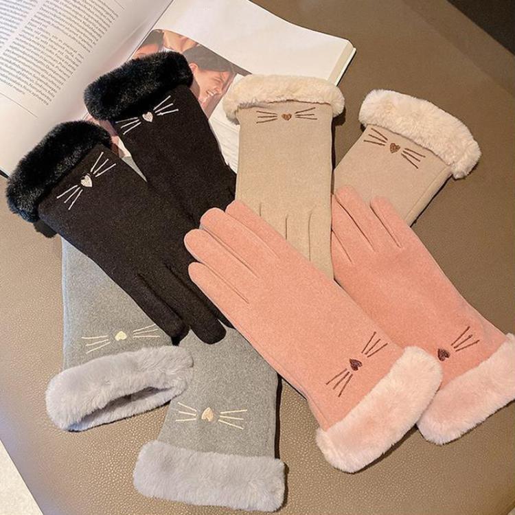 A56 Keep Warm Touch Screen Plus Guanti da equitazione anti-freddo spessi in velluto, A56 Black, A56 Pink, A56 Gray