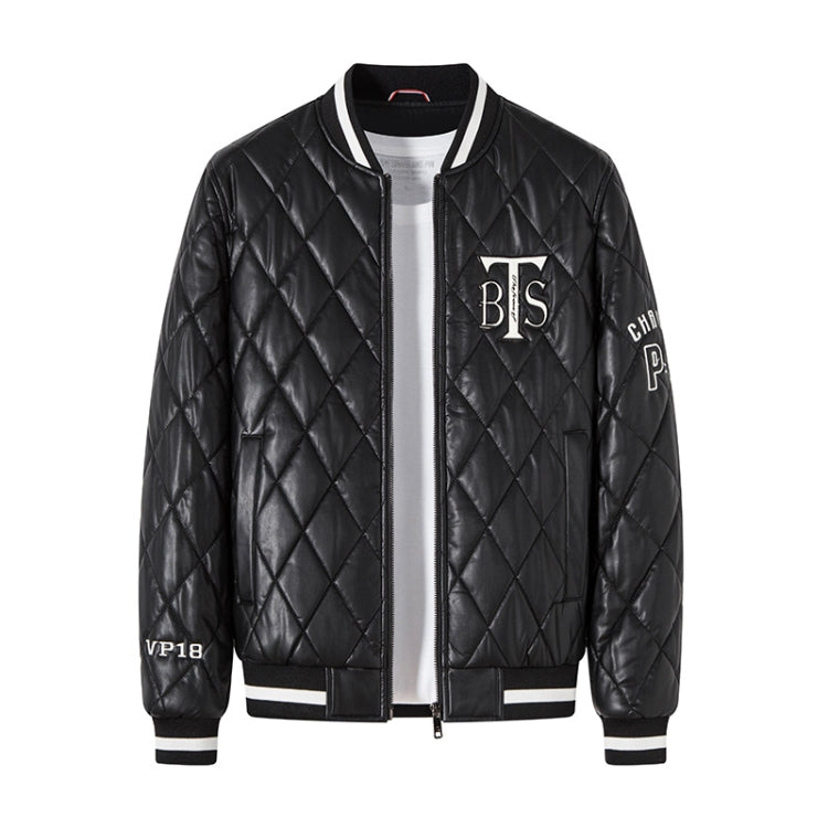 Giacca da baseball in cotone pizzicato con scollo a V sottile Giacca in pelle PU calda, M, L, XL, XXL, XXXL, 4XL