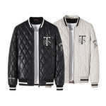 Giacca da baseball in cotone pizzicato con scollo a V sottile Giacca in pelle PU calda, M, L, XL, XXL, XXXL, 4XL