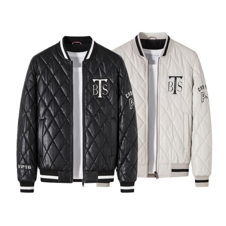 Giacca da baseball in cotone pizzicato con scollo a V sottile Giacca in pelle PU calda, M, L, XL, XXL, XXXL, 4XL