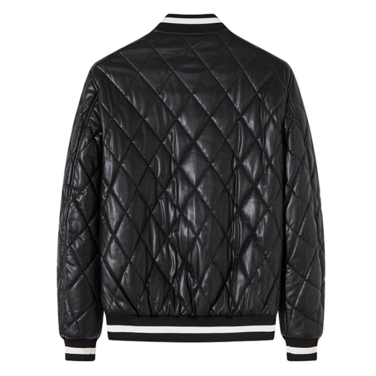 Giacca da baseball in cotone pizzicato con scollo a V sottile Giacca in pelle PU calda, M, L, XL, XXL, XXXL, 4XL