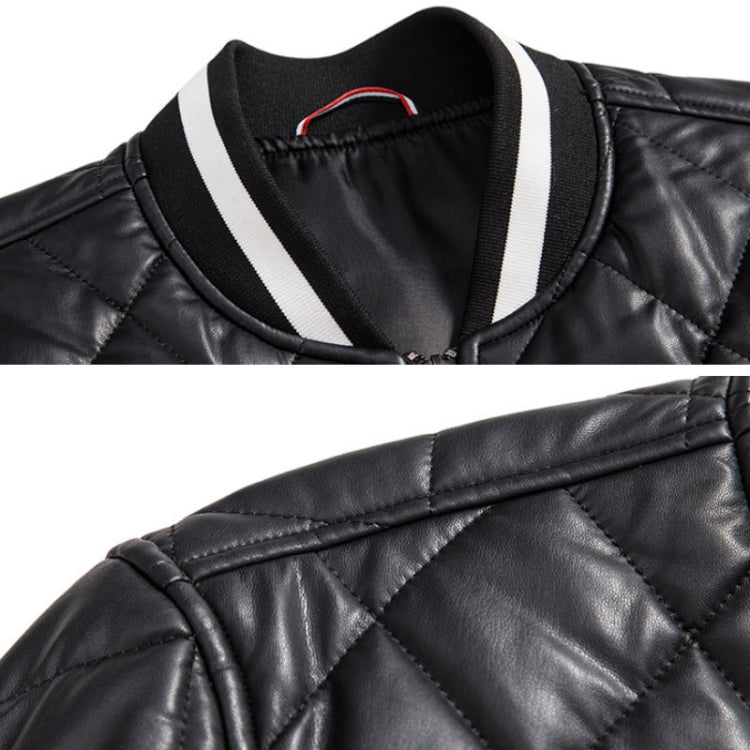 Giacca da baseball in cotone pizzicato con scollo a V sottile Giacca in pelle PU calda, M, L, XL, XXL, XXXL, 4XL